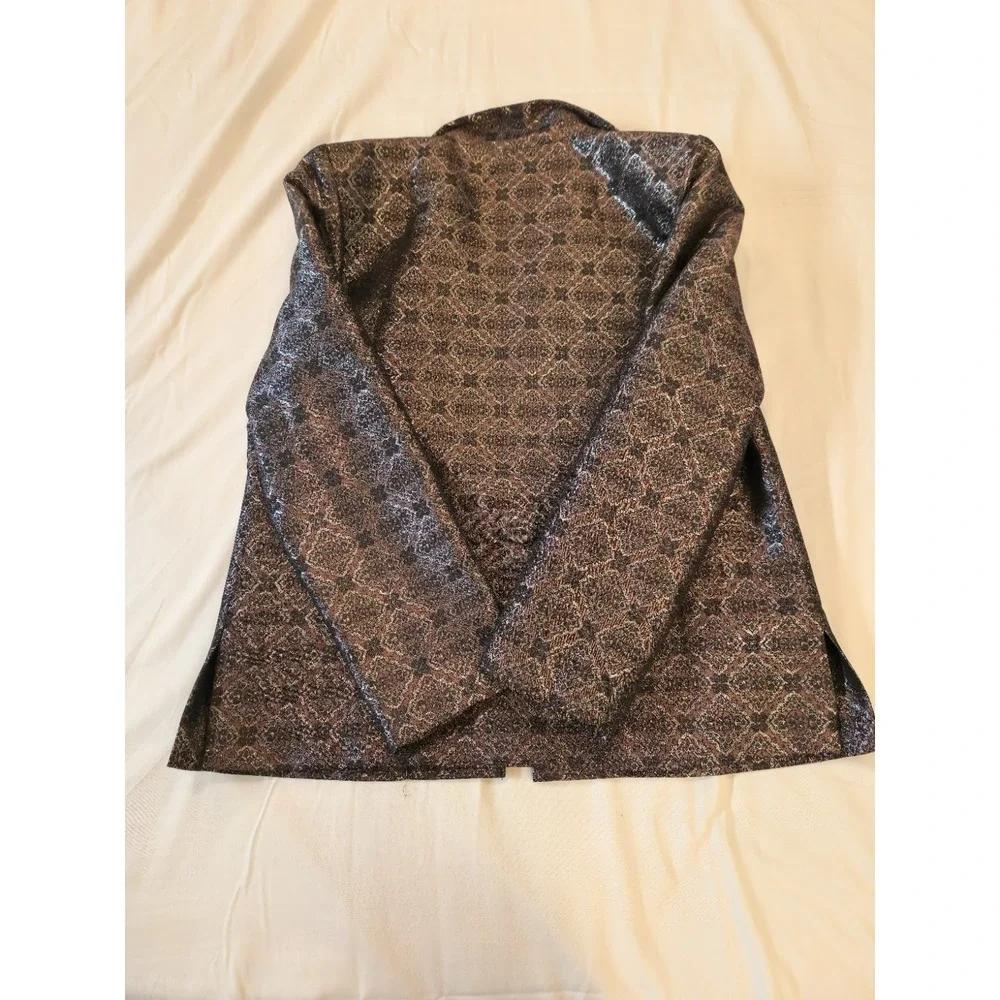Victor Costa Womens Metallic Brocade Blazer Jacket Silver Bronze Size 12 Evening